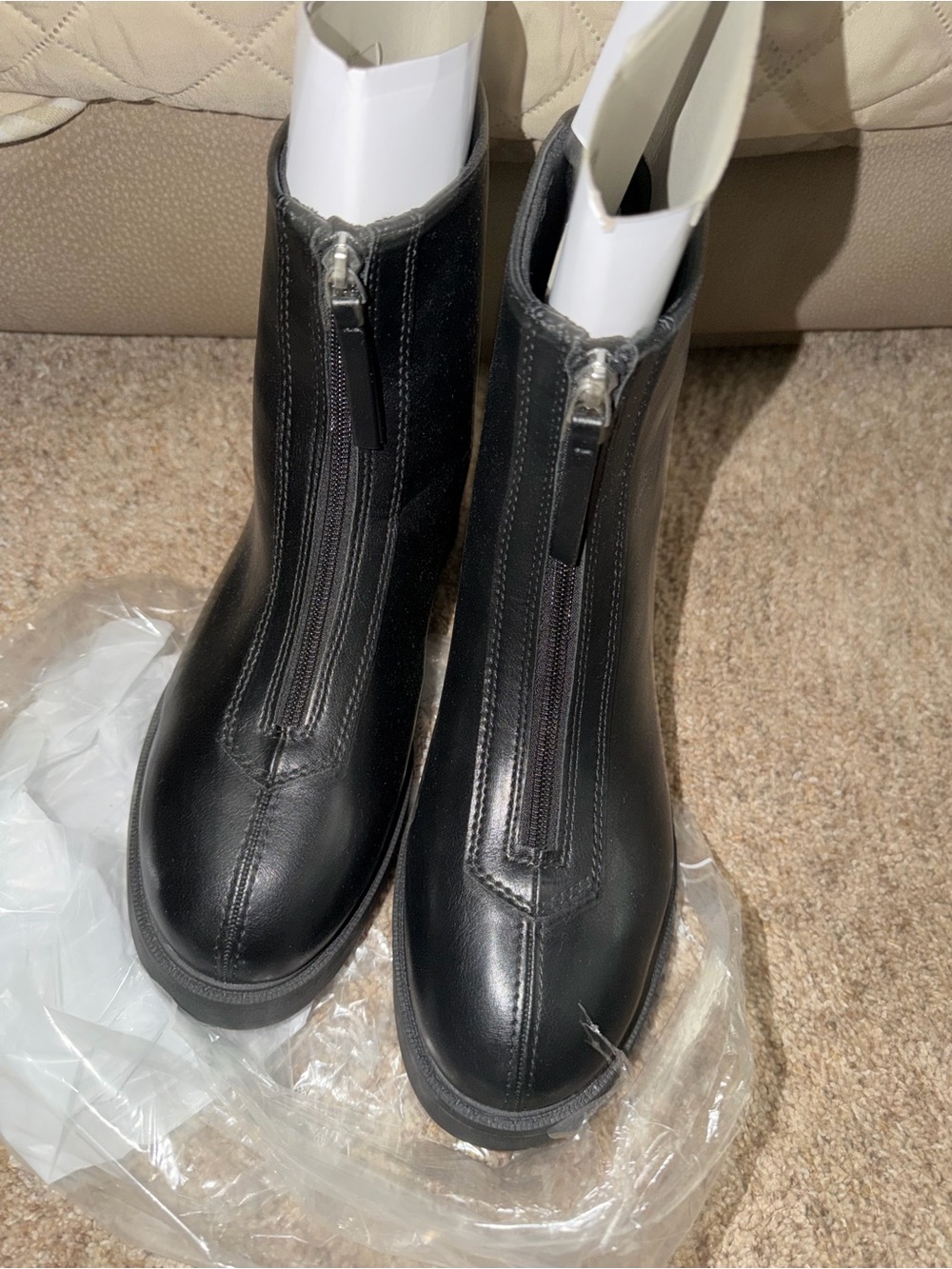 Old Navy Black Front-Zip Combat Boots Size 10